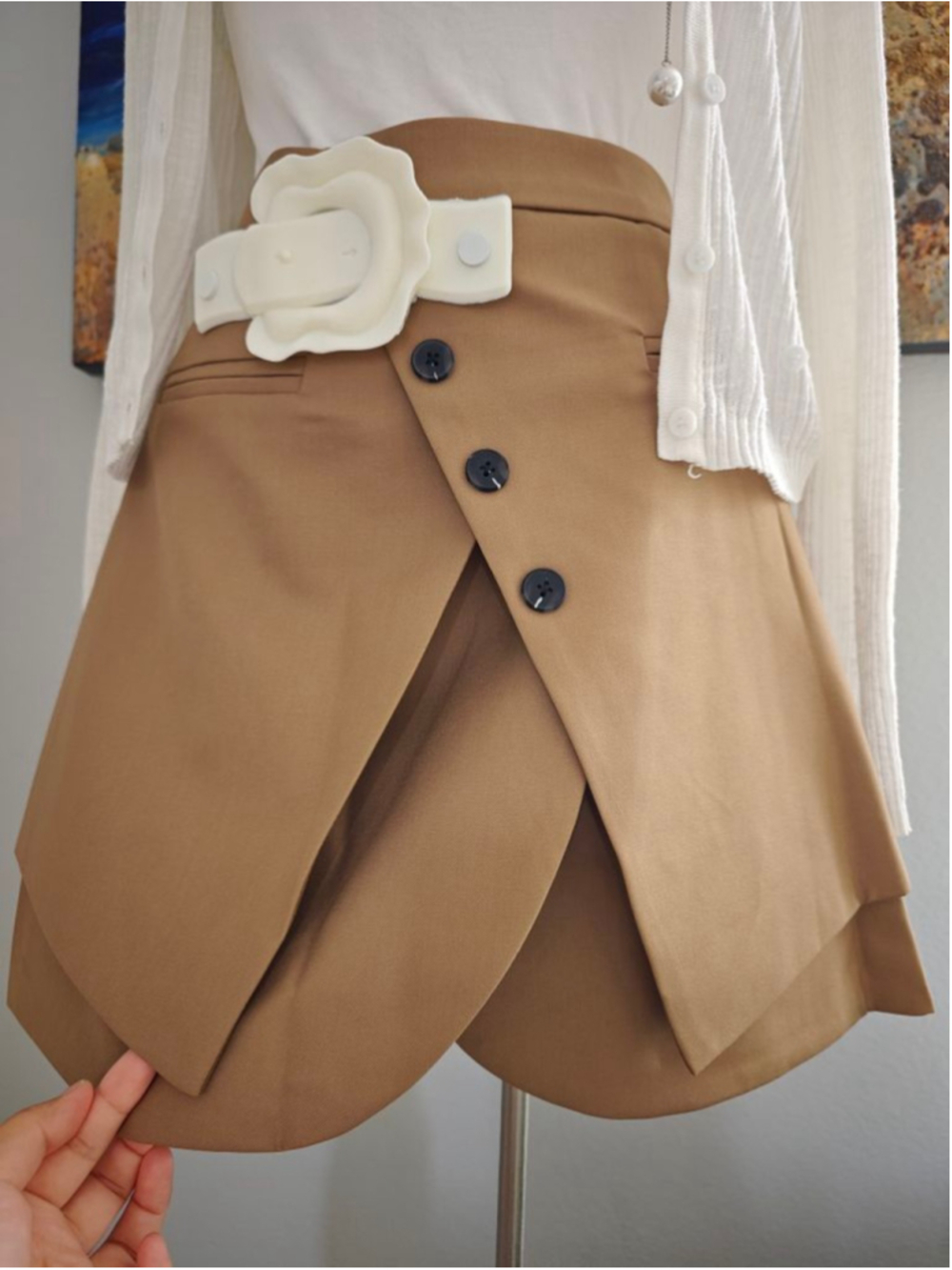 Women's ANNA Brown Asymmetrical Skirt